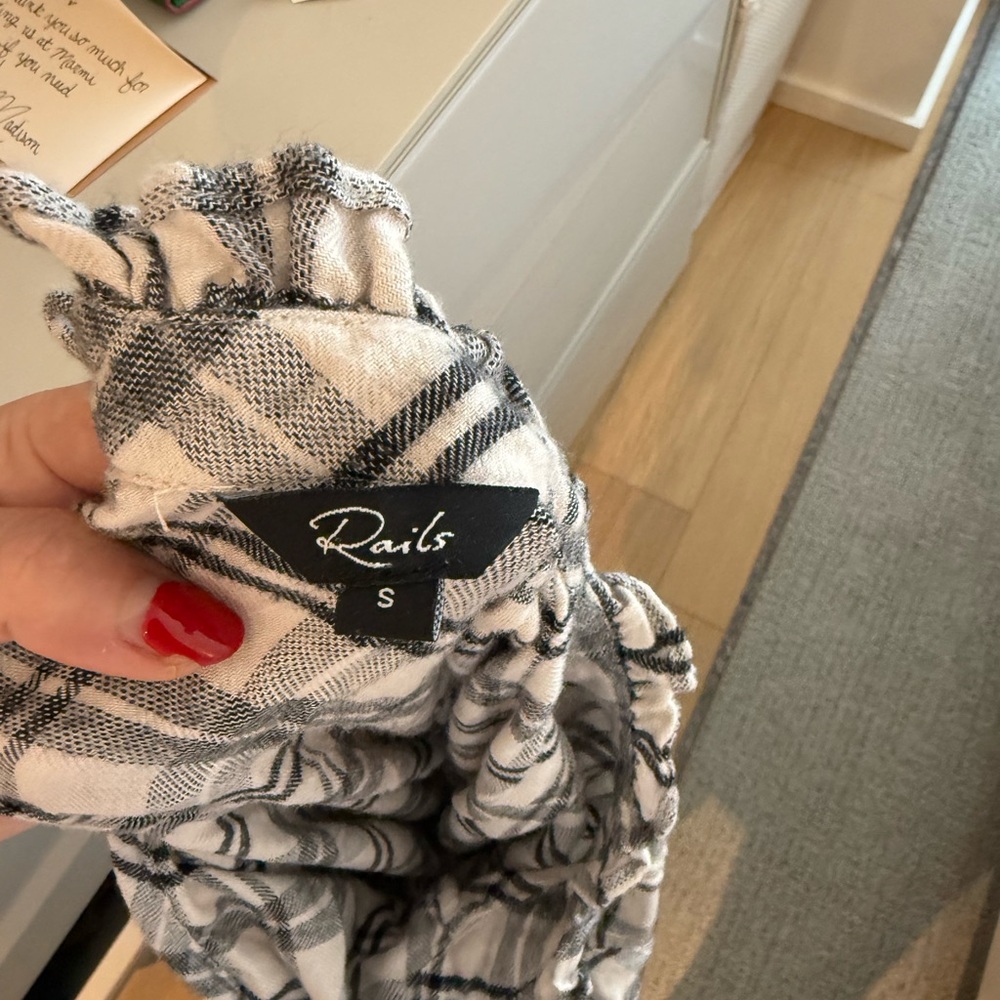 Rails Black and White Plaid Top